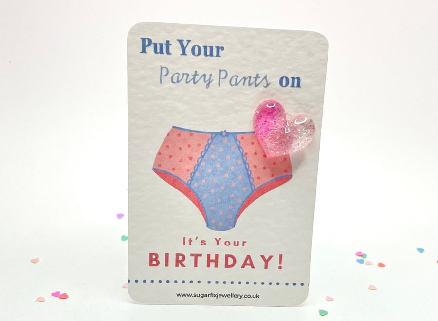 Pink Blue Birthday Pants Pocket Hug Card
