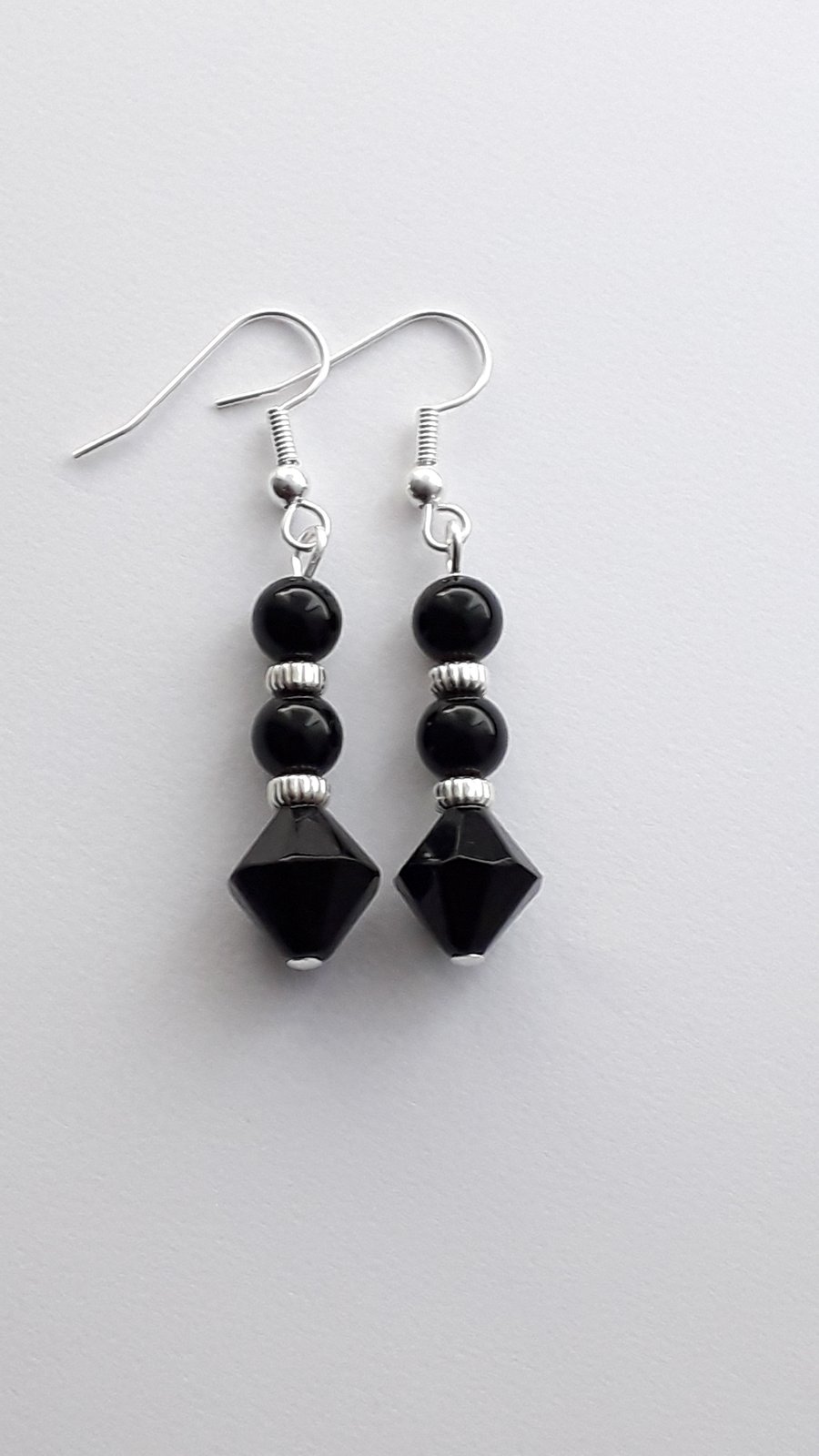 Black Agate Dangle Earrings