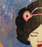 Japanese Wall Art Asian Decor - geisha with kimono surrounded by flowers glass p - Image 4