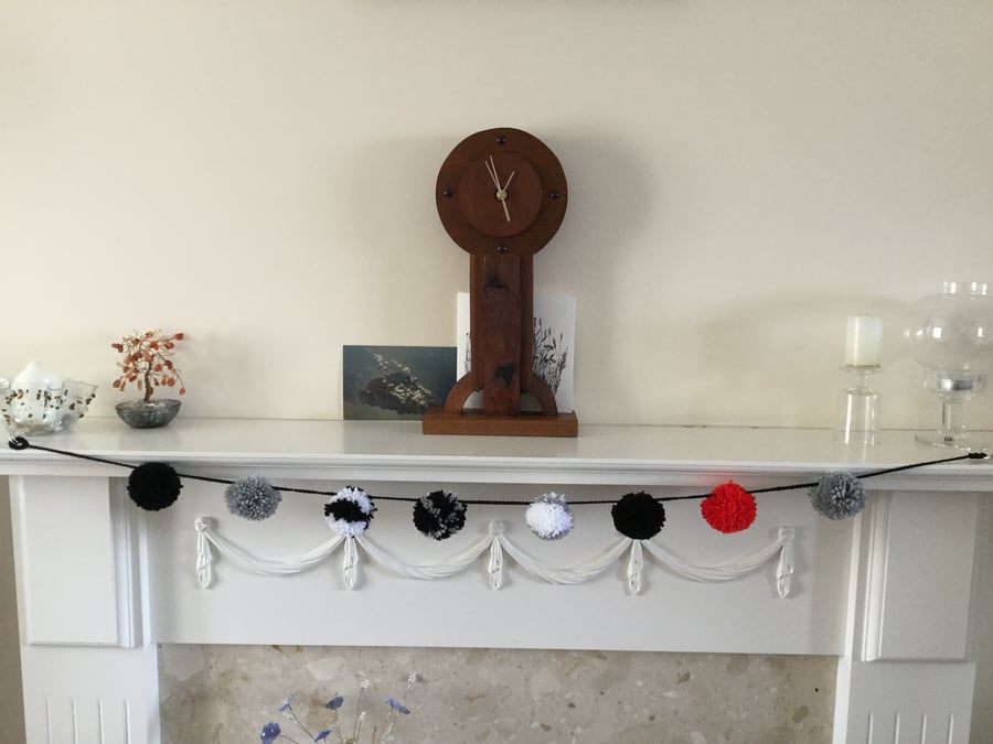 Pompom Garland in Black,Grey,White and Red