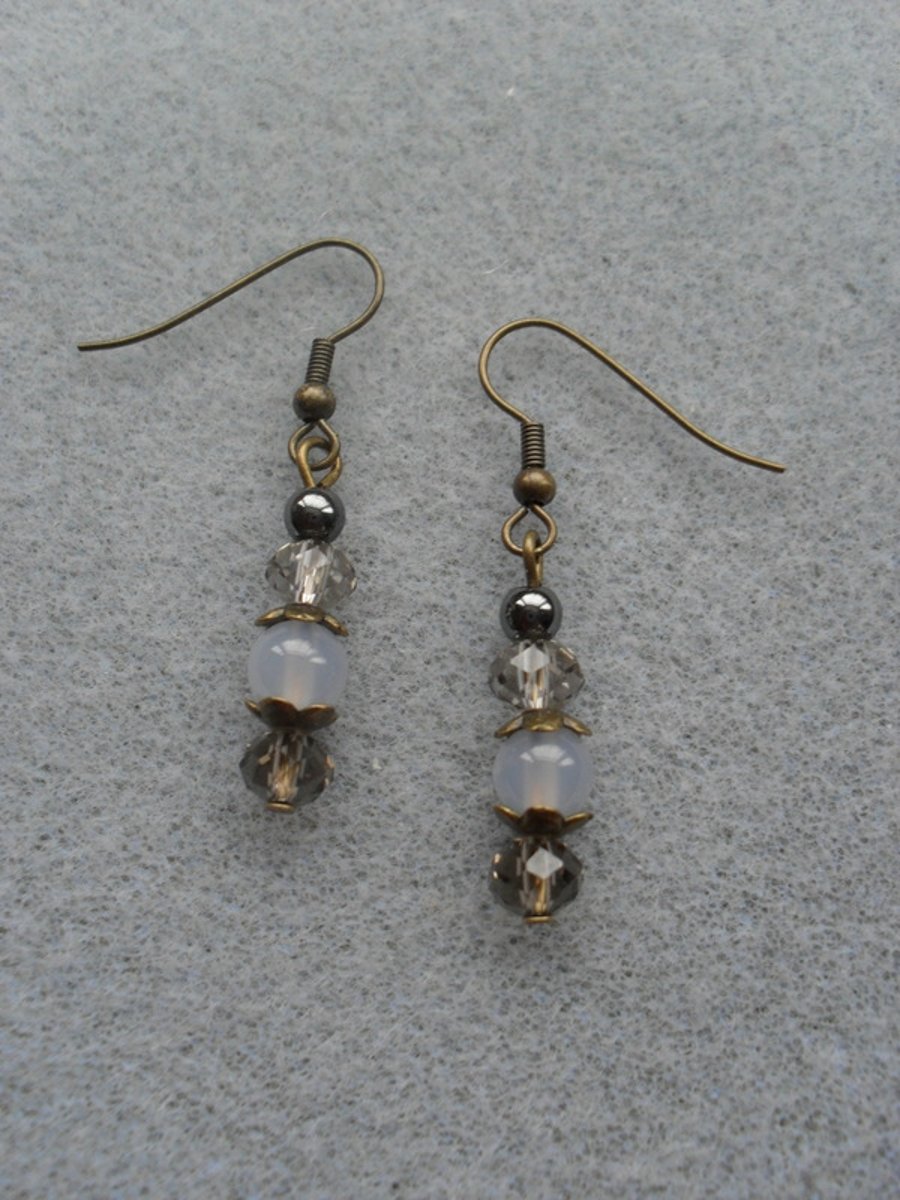 Chalcedony and Crystal Earrings