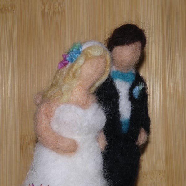 Custom made Needle felted Wedding Couple Figure