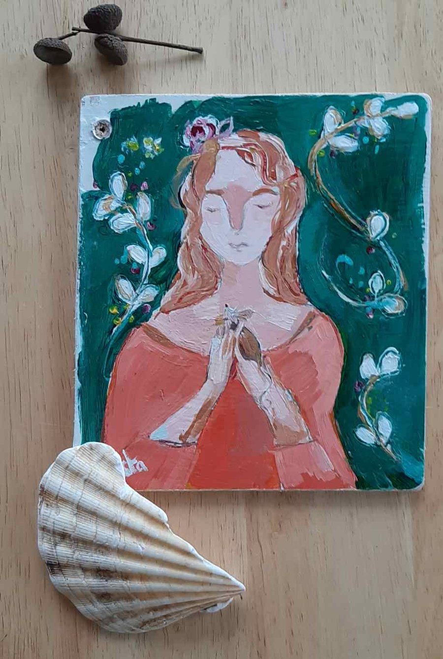 Holding a mouse original painting 