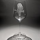 Owl Wine Glass - Owl Lover - Hand Engraved Wine Glasses - Owl Gifts - Owl Glass 