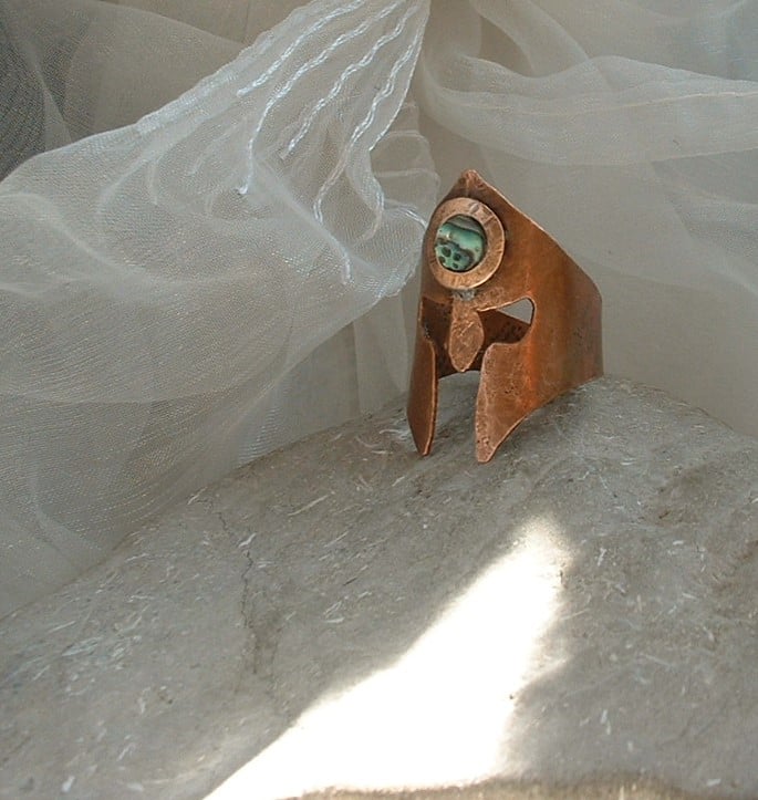 "Spartan Warrior" Adjustable, Unisex Rustic Copper Thumb Finger Ring