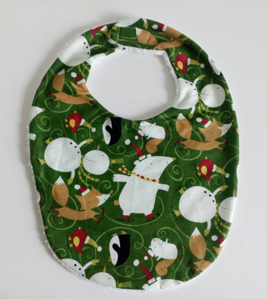 Babies Christmas bib, towelling bib, polar bear... Folksy