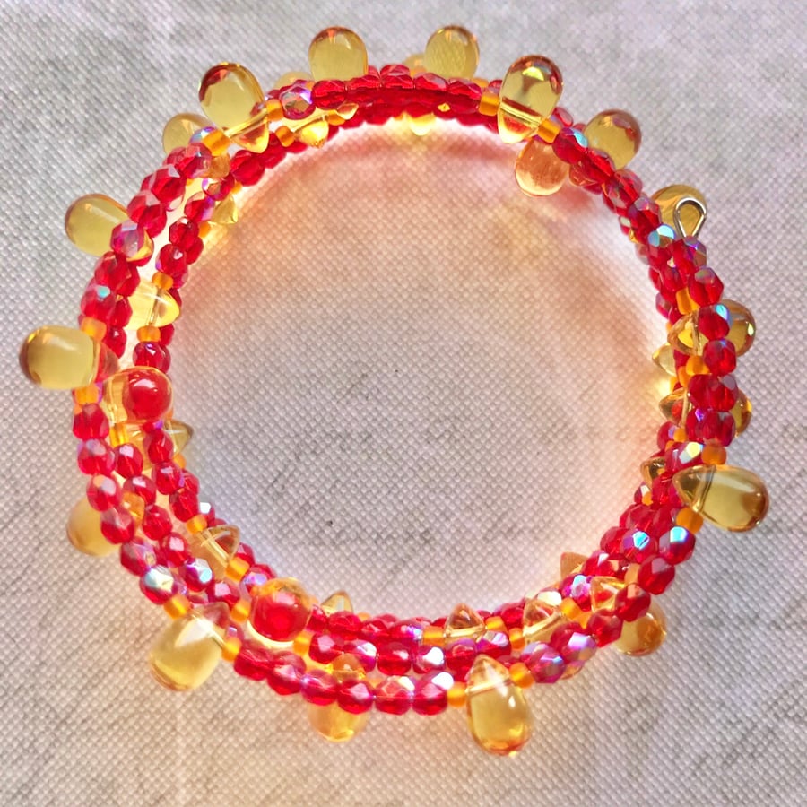 Sunset Beaded Memory Wire