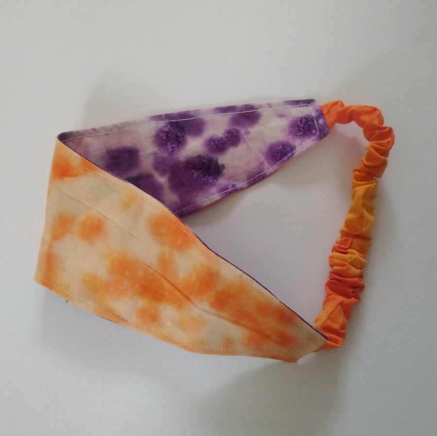 Orange and Purple Batik Reversible Headband