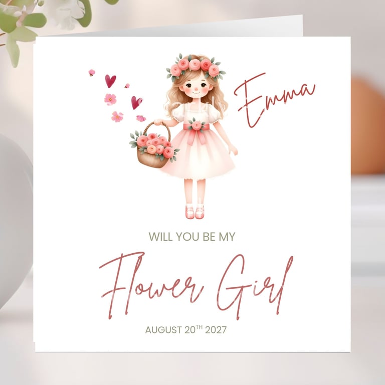 Flower Girl Proposal, Floral Wedding Ask, Personalized Card
