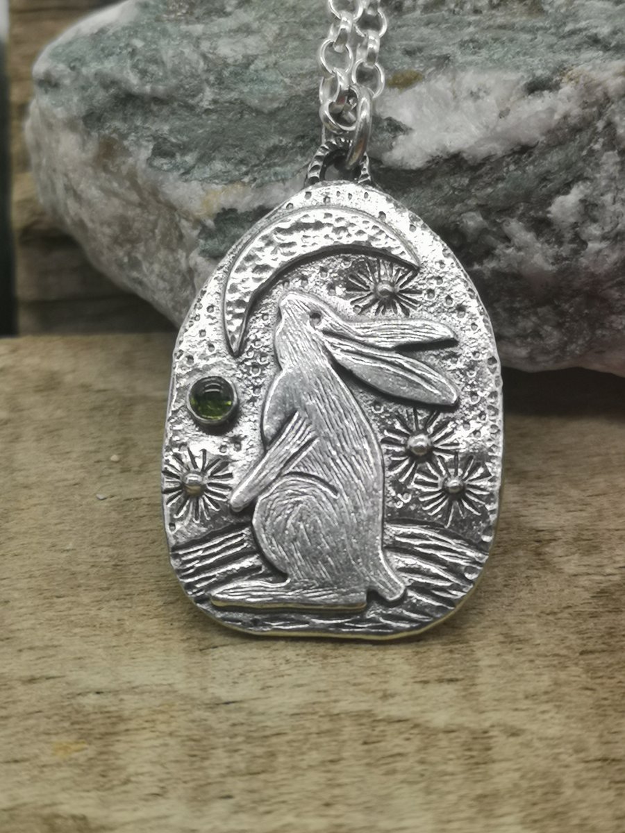Gazing at the Heavens Hare Pendant with tourmaline 