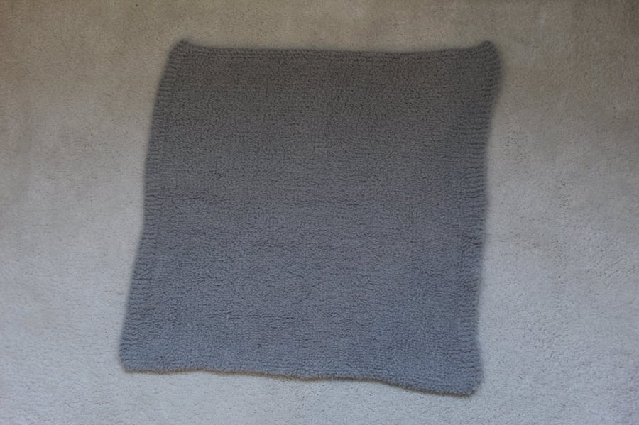 Handknit Grey Baby Blanket