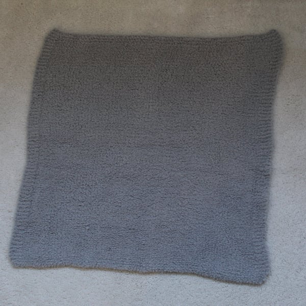 Handknit Grey Baby Blanket