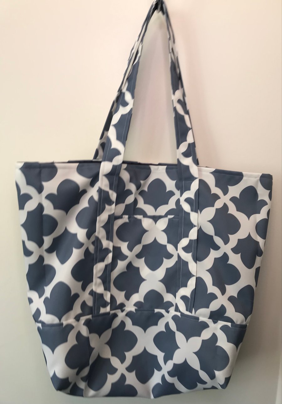Tote bag, Handmade, fully lined, water resistant tote bag, geometric pattern.