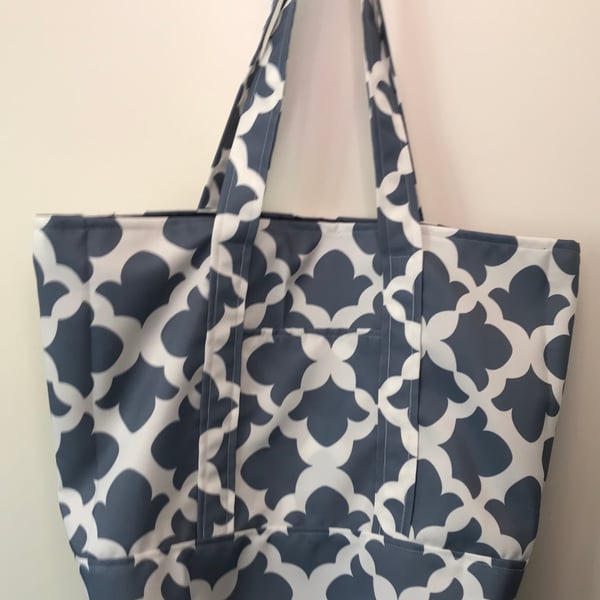 Tote bag, Handmade, fully lined, water resistant tote bag, geometric pattern.