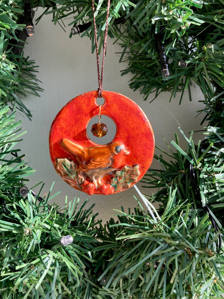 Red Robin Ceramic hanging decoration