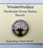Cherry Blossom, Sakura, Dorset Button Brooch, Green, Pink, Brown, Blue - Image 1