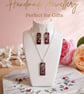Handmade Dark Brown & Multi-Glitter Resin Jewellery Set