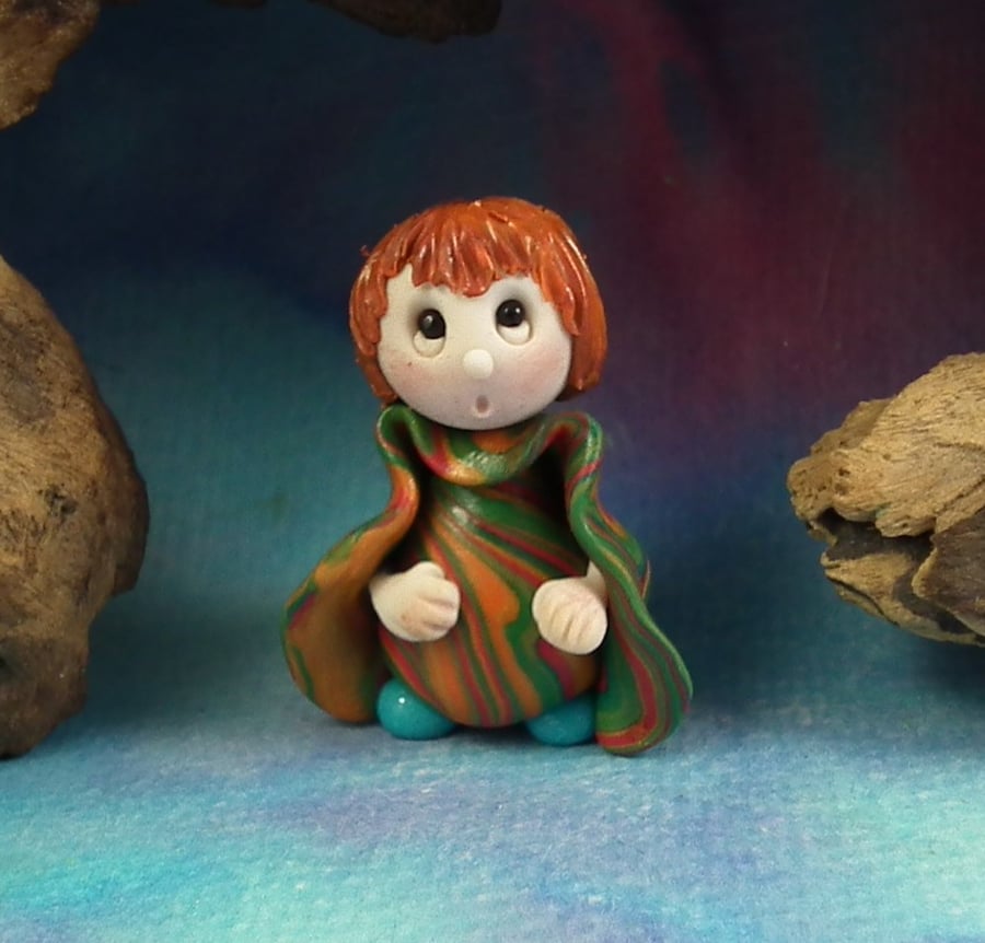Tiny Hatless Gnome 'Duncan' OOAK by Ann Galvin