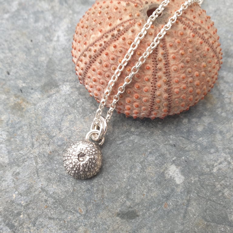 Silver sea urchin pendant
