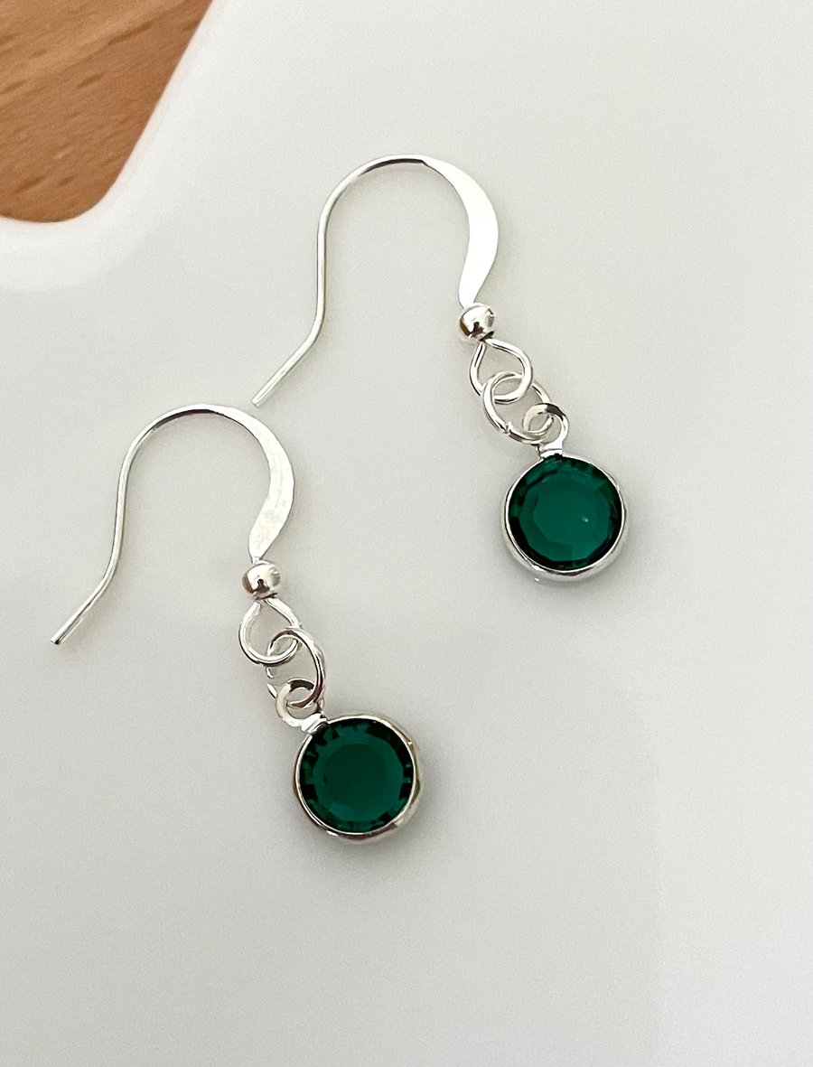 May Birthstone Charm Earrings 