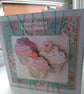 Green trio of decoupage cupcakes birthday card - Image 1