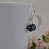 Deep Blue Pearl Dangle Earrings