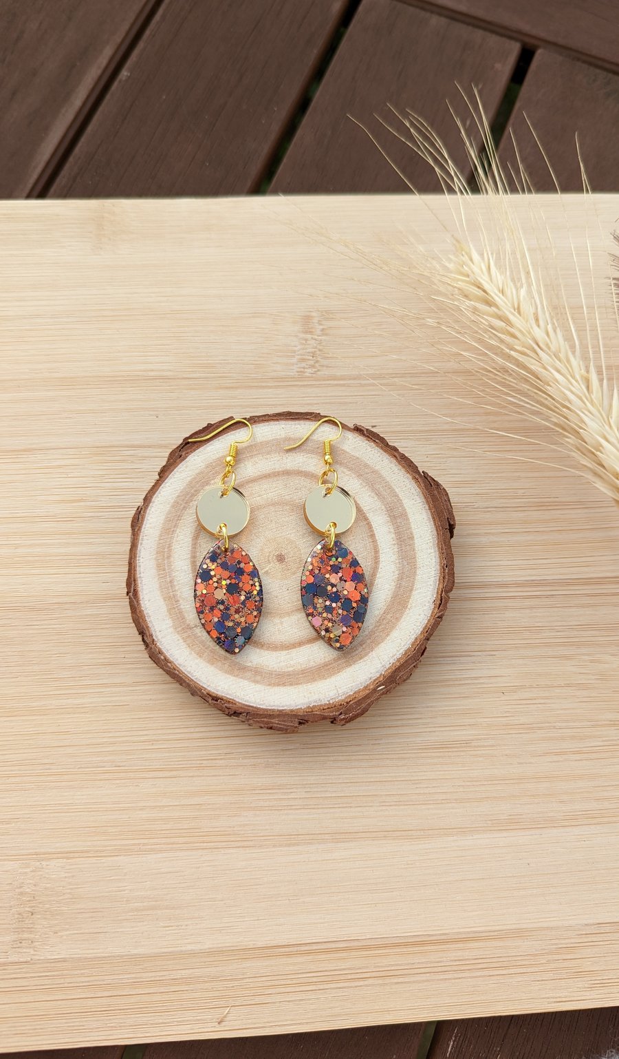 Resin Glitter Oval Earrings