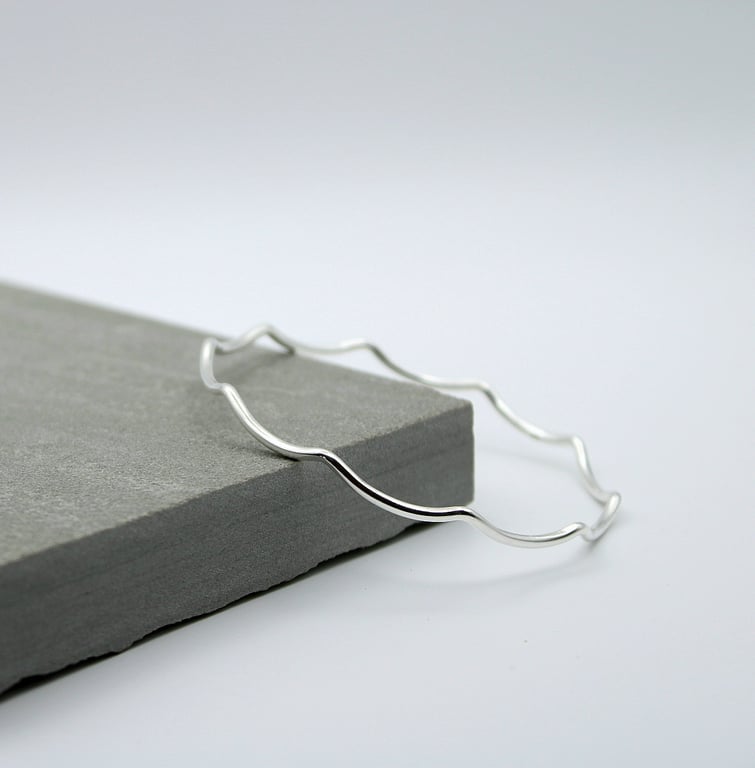 Sterling Silver Wavy Bangle
