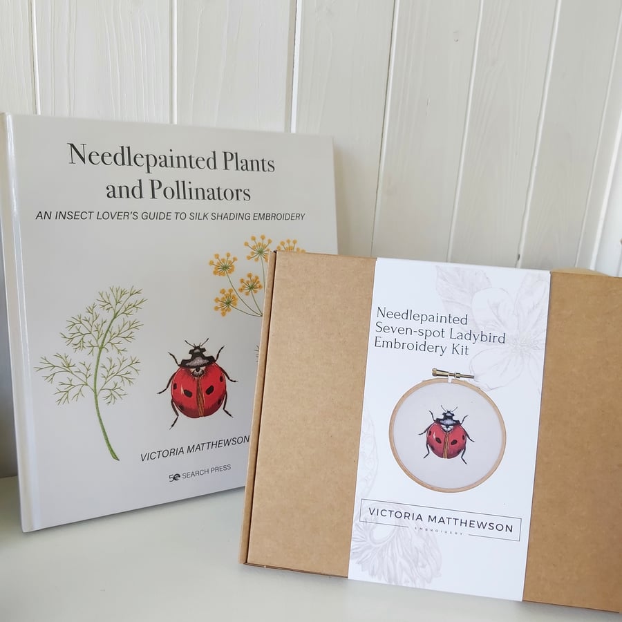 Needlepainted Seven Spot Ladybird kit and book