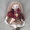 Polly, Hand Embroidered Collectable Cloth Doll, Handmade Keepsake Doll