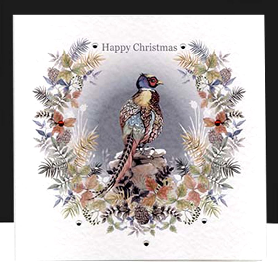 A Luxury Christmas Pheasant Garland – Handmade Card 
