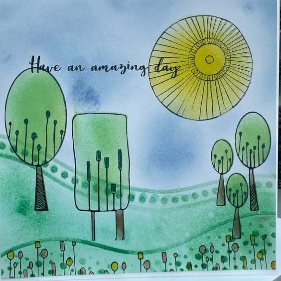 Have an amazing day quirky landscape birthday card