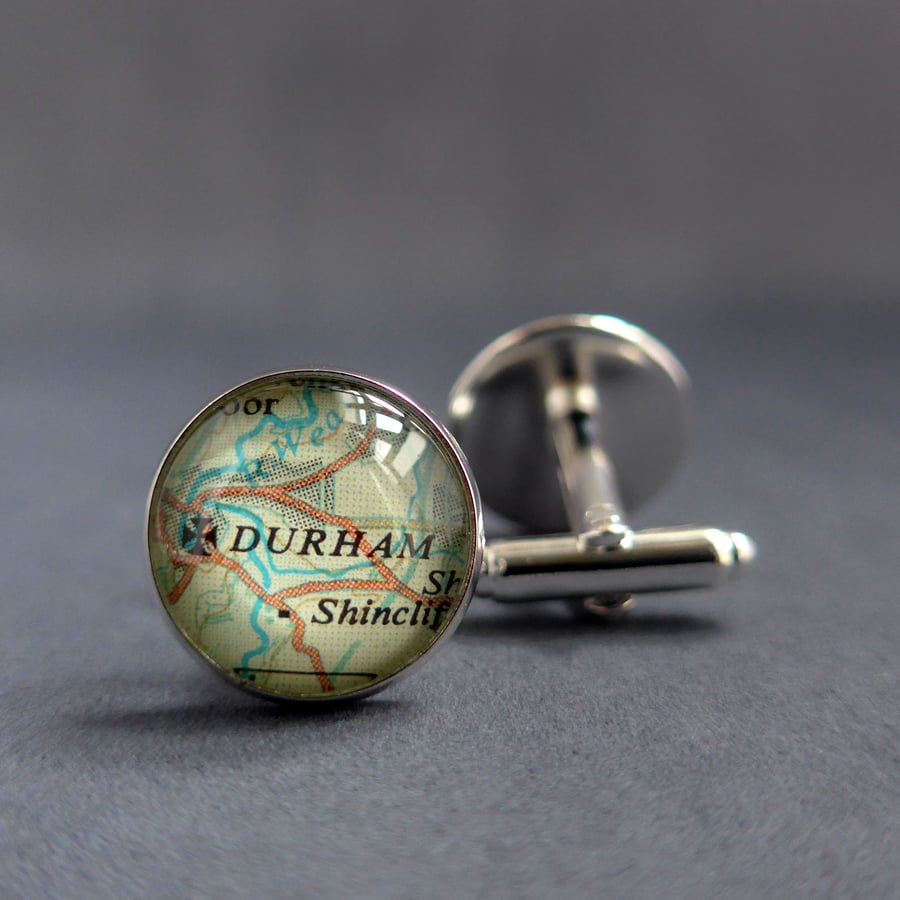 Custom Personalised Cuff Links, Silver Cufflinks with Maps