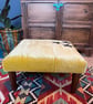 Yellow Crushed Velvet Sequin Stars Footstool Coffee Table New - Image 5
