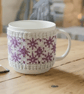 Lilac flowers hand knit mug hug