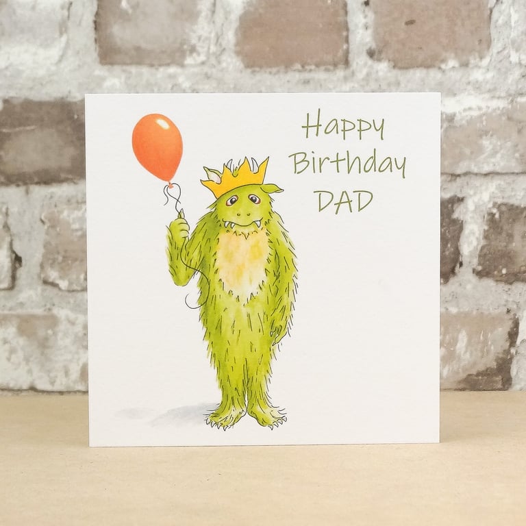 Birthday Card Monster Balloon DAD