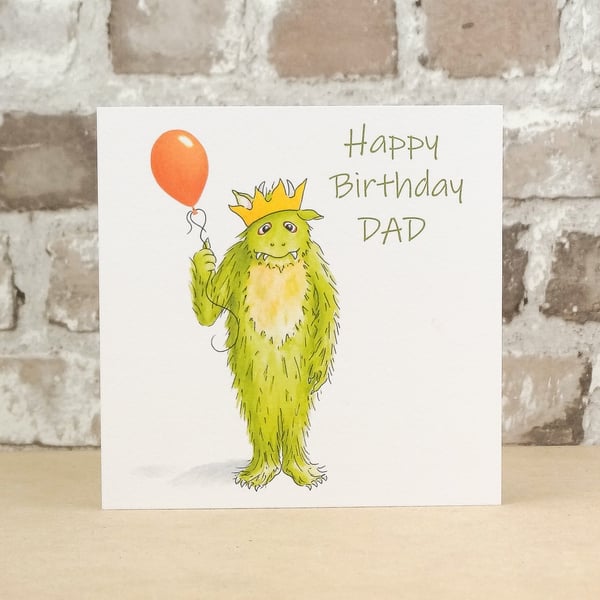 Birthday Card Monster Balloon DAD