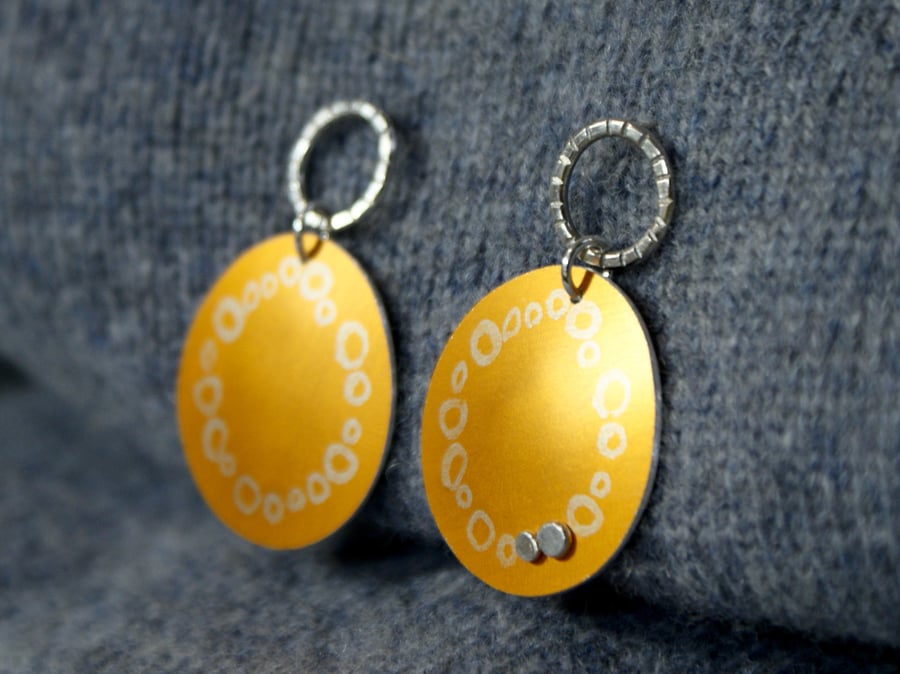 Coastal golden yellow drop stud earrings