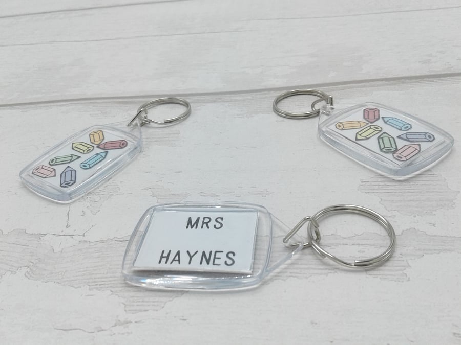 Teacher gift. Personalised thank you gift. Personalised key rings. Set of 4.