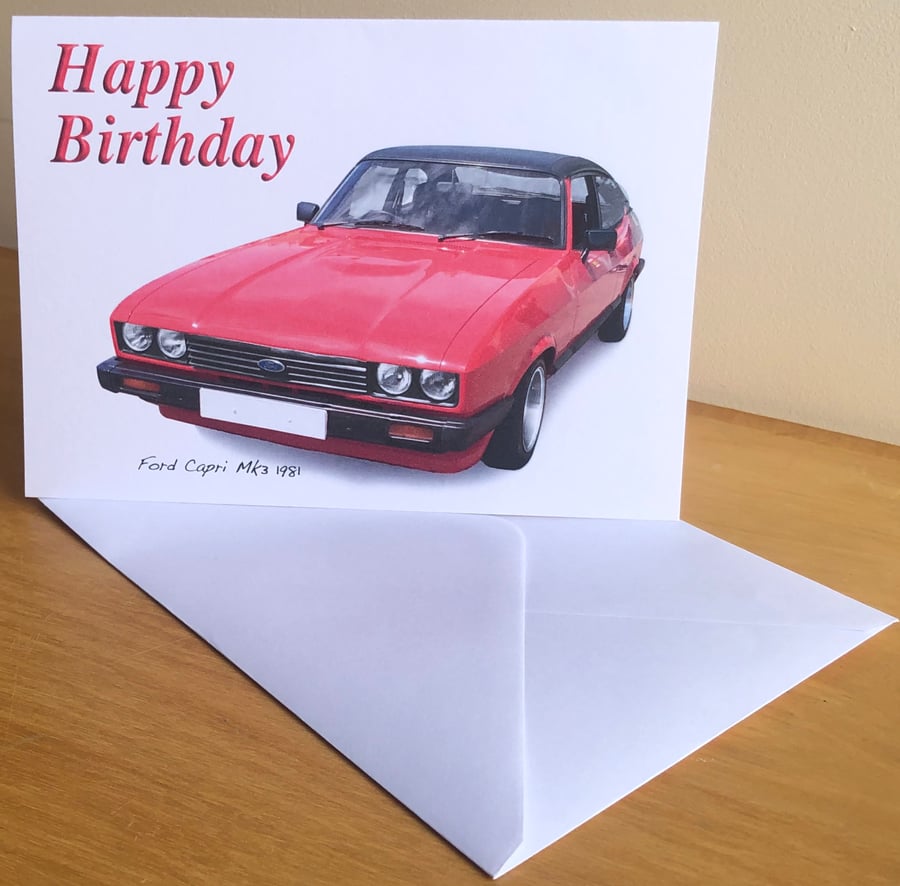 Ford Capri Mk3 1981 - Birthday, Anniversary, Retirement or Plain Card
