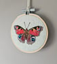 Peacock butterfly mini hoop, handmade hanging decoration, embroidered - Image 3