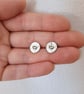 Gold Heart Studs, Hammered Sterling Silver Stud Earrings - Image 5
