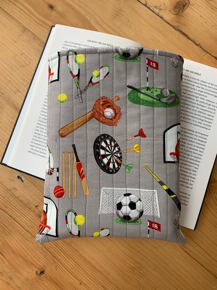 Sports Theme Quilted Fabric Book Sleeve - Hardback Size