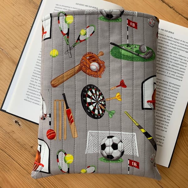 Sports Theme Quilted Fabric Book Sleeve - Hardback Size