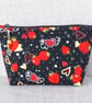 Make up bag, zipped pouch, strawberries & hearts - Image 2