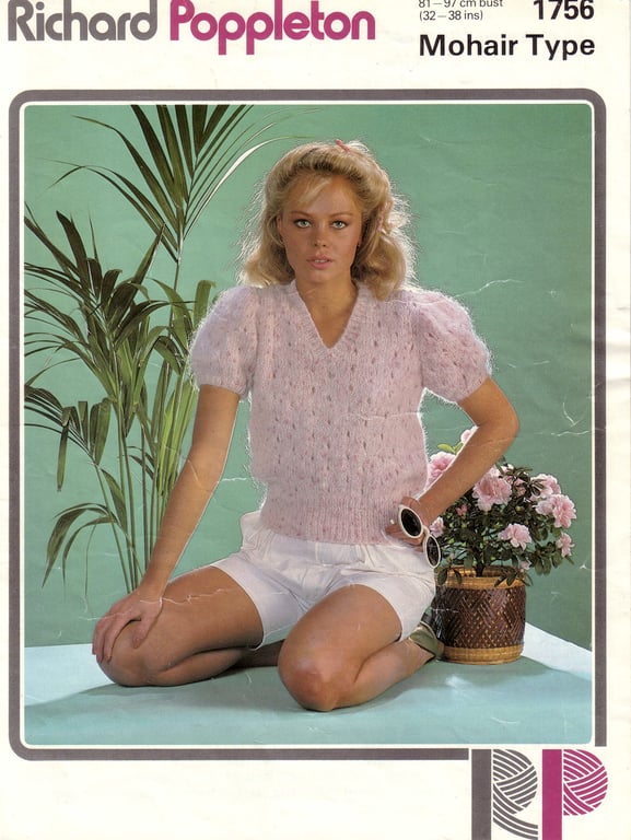 Vintage Knitting Pattern 1756: from Richard Poppleton, Mohair Type Sweater