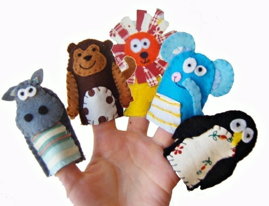 Zoo Animal Finger Puppets, Baby Gift, Stocking Filler