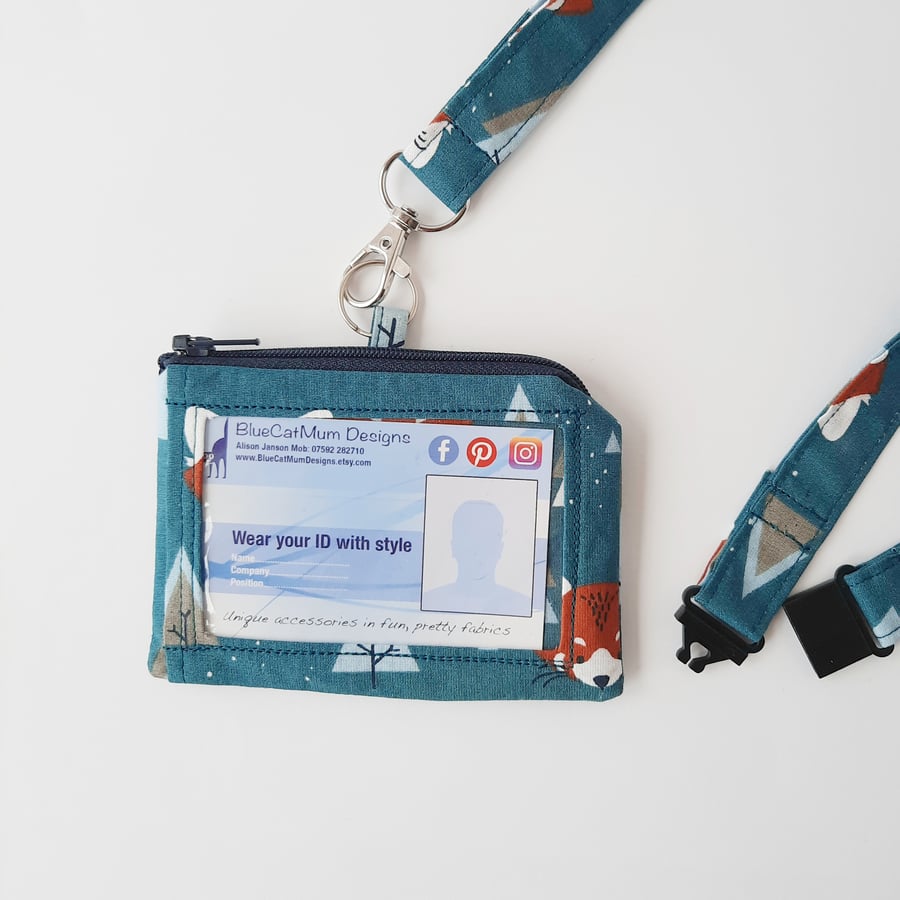Seconds Sunday ID Purse & Lanyard Set, Fox Gift, Teacher Gift - Free P&P