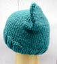 Hand Knitted kitty hat in teal green - Medium - Image 3