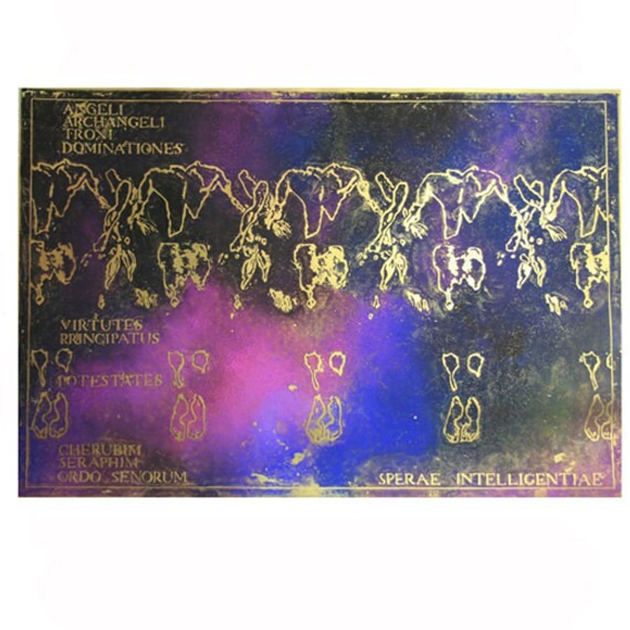 Ascent through the Spheres: The Orders of Angels.Large woodblock print, Unique C